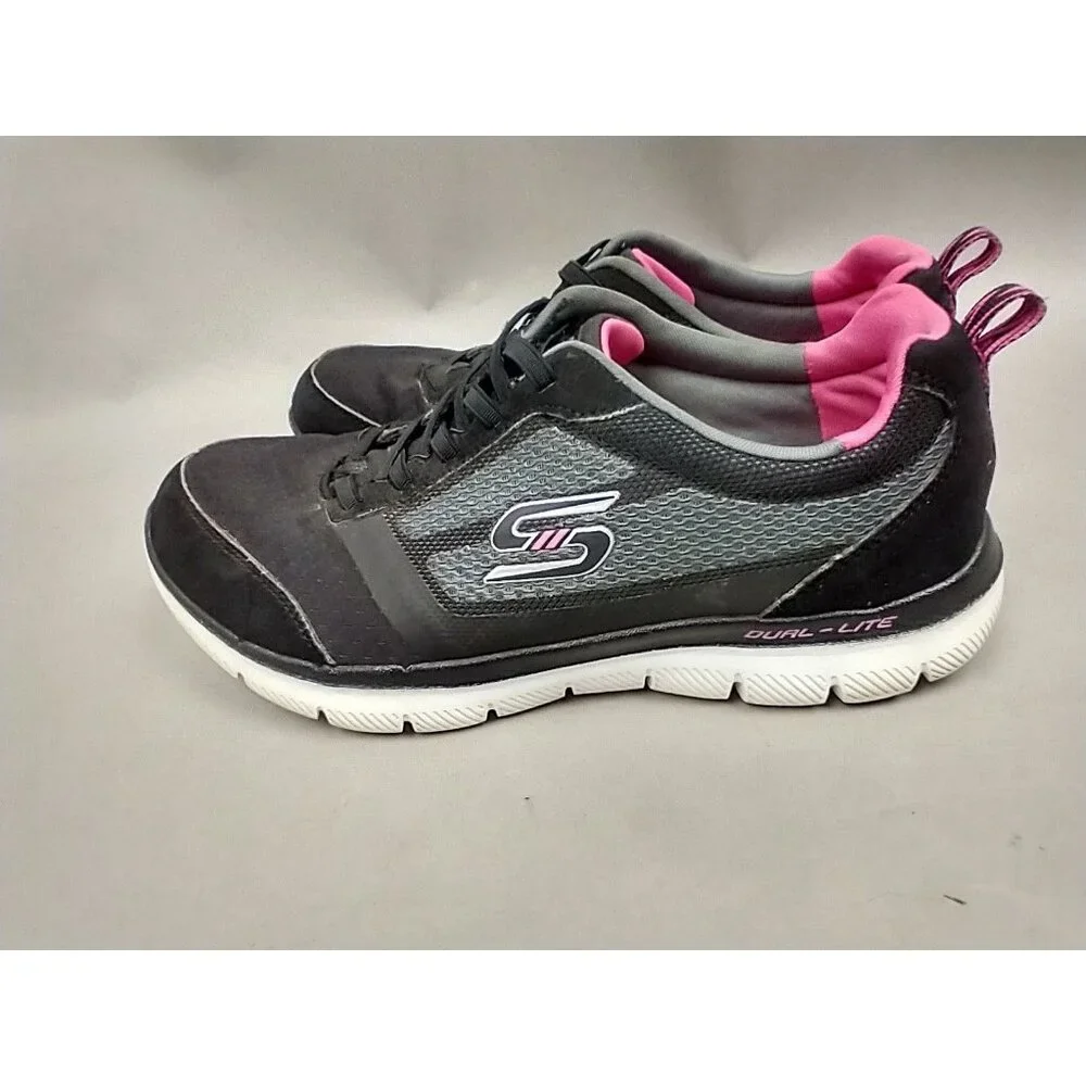 Skechers Dual Lite‎ Light Weight Sneakers Black Pink Women's 7